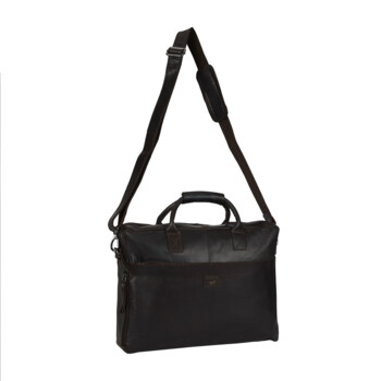 Pánska kožená taška na notebook tmavo hnedá - Mustang William