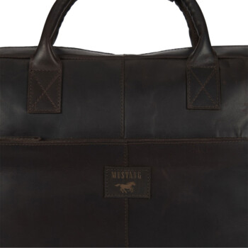 Pánska kožená taška na notebook tmavo hnedá - Mustang William