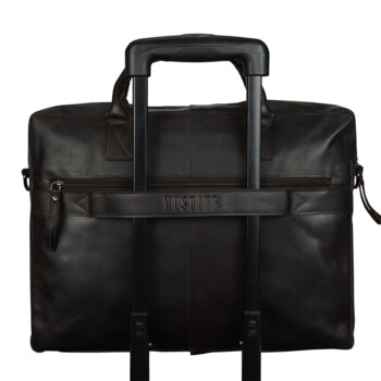 Pánska kožená taška na notebook tmavo hnedá - Mustang William