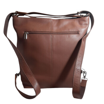 Dámska kožená kabelka batoh koňaková - Sendi Design Maronol