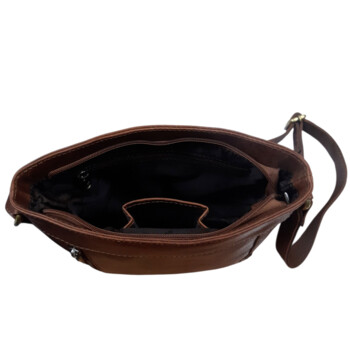 Dámska kožená kabelka cez rameno koňaková - Sendi Design Leona