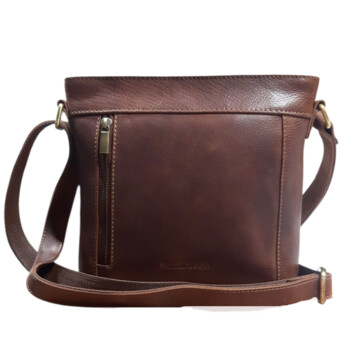 Dámska kožená kabelka cez rameno koňaková - Sendi Design Leona