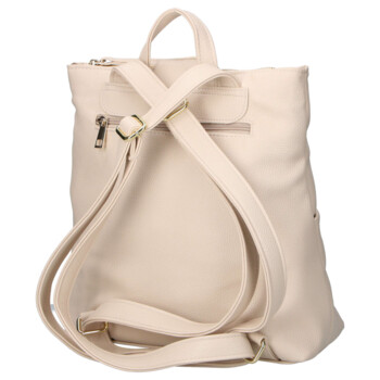 Dámsky koženkový batoh béžový - Laura Biaggi Nova