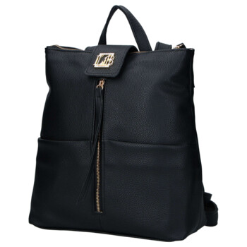 Dámsky koženkový batoh čierny - Laura Biaggi Nova