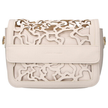 Dámska koženková crossbody kabelka béžová - Laura Biaggi Shelly