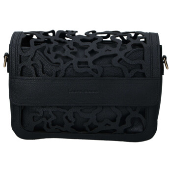 Dámska koženková crossbody kabelka čierna - Laura Biaggi Shelly