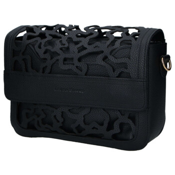 Dámska koženková crossbody kabelka čierna - Laura Biaggi Shelly