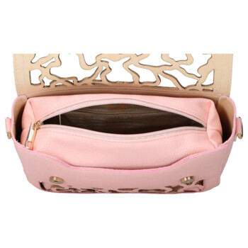 Dámska koženková crossbody kabelka ružová - Laura Biaggi Shelly