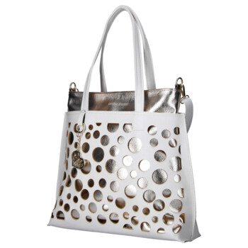 Dámska koženková kabelka cez rameno béžová - Laura Biaggi Perla