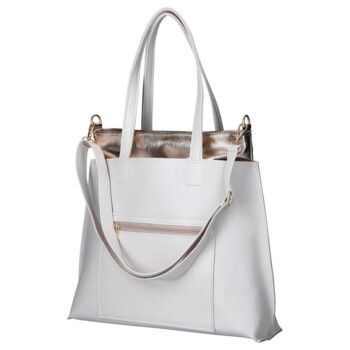 Dámska koženková kabelka cez rameno béžová - Laura Biaggi Perla