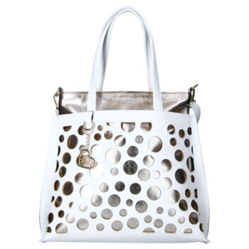 Dámska koženková kabelka cez rameno biela - Laura Biaggi Perla