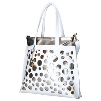 Dámska koženková kabelka cez rameno biela - Laura Biaggi Perla