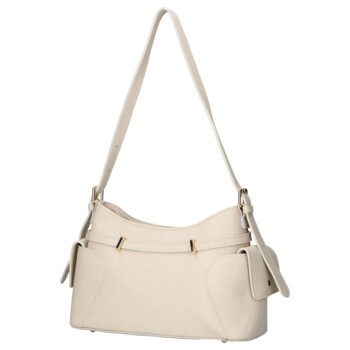 Dámska kožená kabelka cez rameno béžová - Delami Vera Pelle Slusch