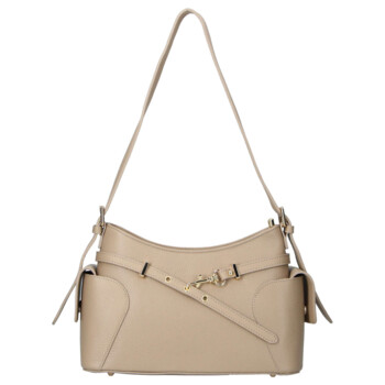 Dámska kožená kabelka cez rameno tmavo béžová - Delami Vera Pelle Slusch