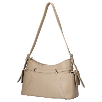 Dámska kožená kabelka cez rameno tmavo béžová - Delami Vera Pelle Slusch