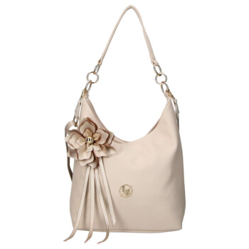 Dámska kožená kabelka cez rameno béžová - Laura Biaggi Floria