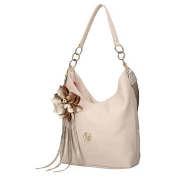 Dámska kožená kabelka cez rameno béžová - Laura Biaggi Floria