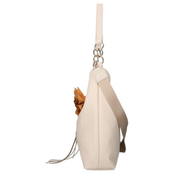 Dámska kožená kabelka cez rameno béžová - Laura Biaggi Floria