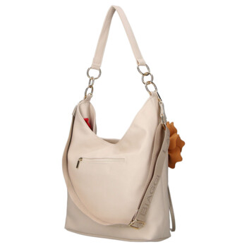 Dámska kožená kabelka cez rameno béžová - Laura Biaggi Floria