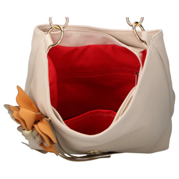 Dámska kožená kabelka cez rameno béžová - Laura Biaggi Floria