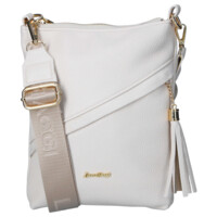 Dámska kožená crossbody kabelka béžová - Laura Biaggi Liora