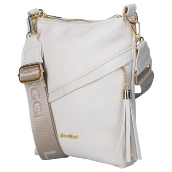 Dámska kožená crossbody kabelka béžová - Laura Biaggi Liora