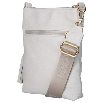 Dámska kožená crossbody kabelka béžová - Laura Biaggi Liora