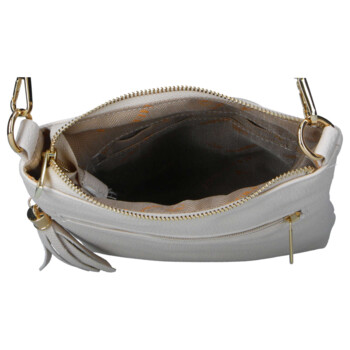 Dámska kožená crossbody kabelka béžová - Laura Biaggi Liora