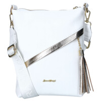Dámska kožená crossbody kabelka biela - Laura Biaggi Liora