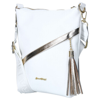 Dámska kožená crossbody kabelka biela - Laura Biaggi Liora