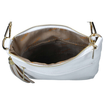 Dámska kožená crossbody kabelka biela - Laura Biaggi Liora