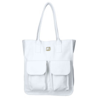 Dámska kožená shopper taška biela - Laura Biaggi Malia