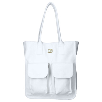 Dámska kožená shopper taška biela - Laura Biaggi Malia