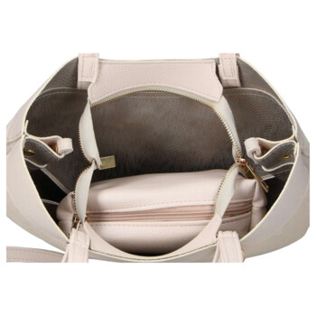 Dámska koženková kabelka cez rameno béžová - Laura Biaggi Celina