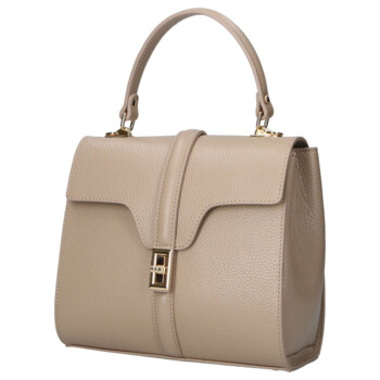 Dámska kožená kabelka do ruky tmavo béžová - Delami Vera Pelle Alessia