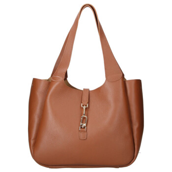 Dámska kožená kabelka cez rameno koňaková - Delami Vera Pelle Valentina