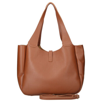 Dámska kožená kabelka cez rameno koňaková - Delami Vera Pelle Valentina