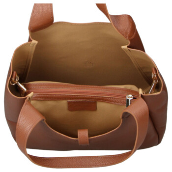 Dámska kožená kabelka cez rameno koňaková - Delami Vera Pelle Valentina