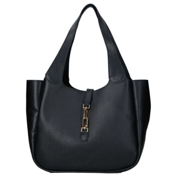 Dámska kožená kabelka cez rameno čierna - Delami Vera Pelle Valentina