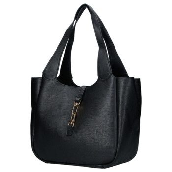 Dámska kožená kabelka cez rameno čierna - Delami Vera Pelle Valentina