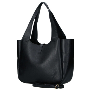 Dámska kožená kabelka cez rameno čierna - Delami Vera Pelle Valentina