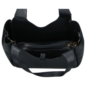 Dámska kožená kabelka cez rameno čierna - Delami Vera Pelle Valentina