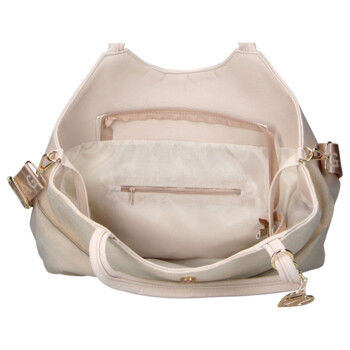 Dámska kožená kabelka cez rameno béžová - Laura Biaggi Sienna