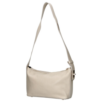 Dámska kožená kabelka cez rameno krémová - Delami Vera Pelle Lygie