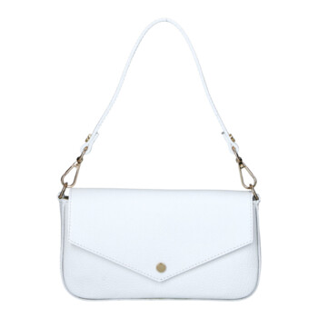 Dámska kožená kabelka na rameno biela - Delami Vera Pelle Aksely