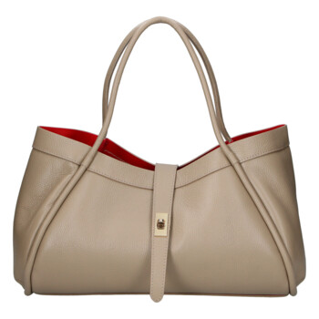 Dámska kožená kabelka do ruky béžová - Delami Vera Pelle Sabel