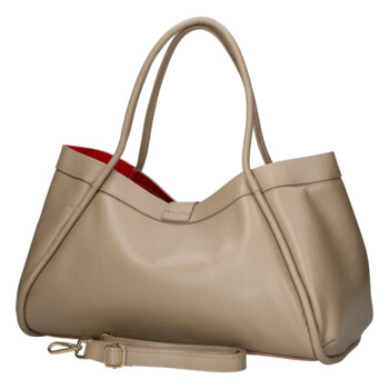 Dámska kožená kabelka do ruky béžová - Delami Vera Pelle Sabel