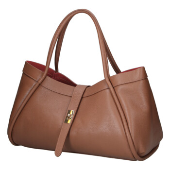 Dámska kožená kabelka do ruky hnedá - Delami Vera Pelle Sabel