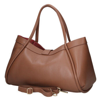 Dámska kožená kabelka do ruky hnedá - Delami Vera Pelle Sabel