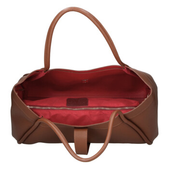 Dámska kožená kabelka do ruky hnedá - Delami Vera Pelle Sabel